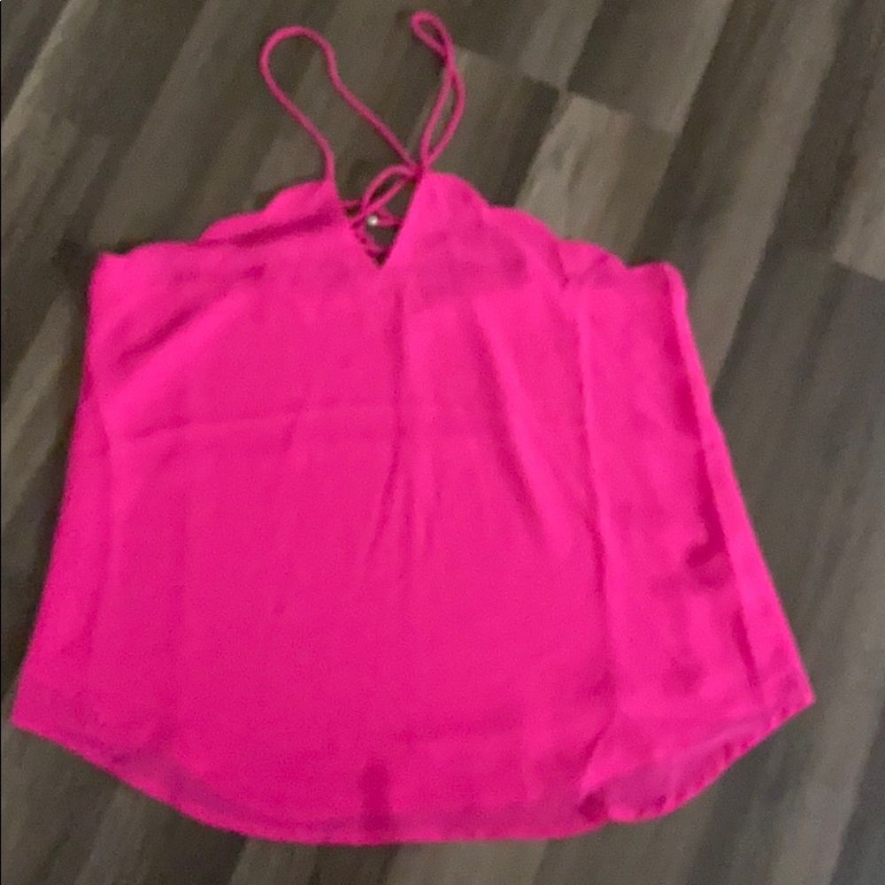 Hot pink scalloped spaghetti strap top